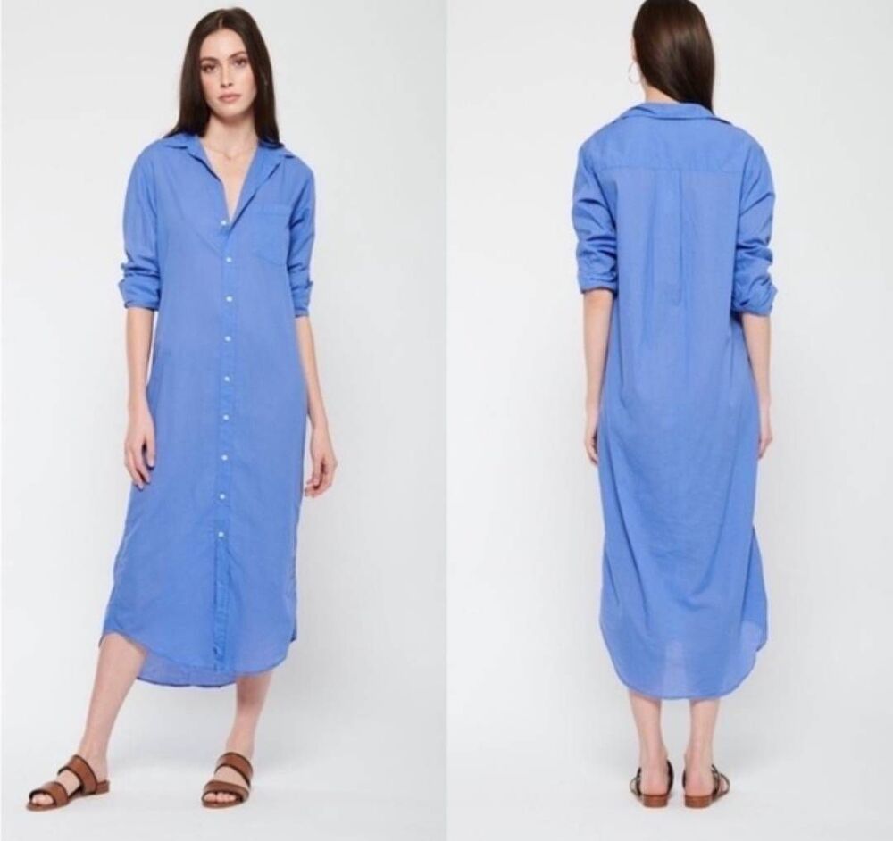 Frank & Eileen Rory Cotton Minimialist Midi Button Down Shirt Dress Sz. L